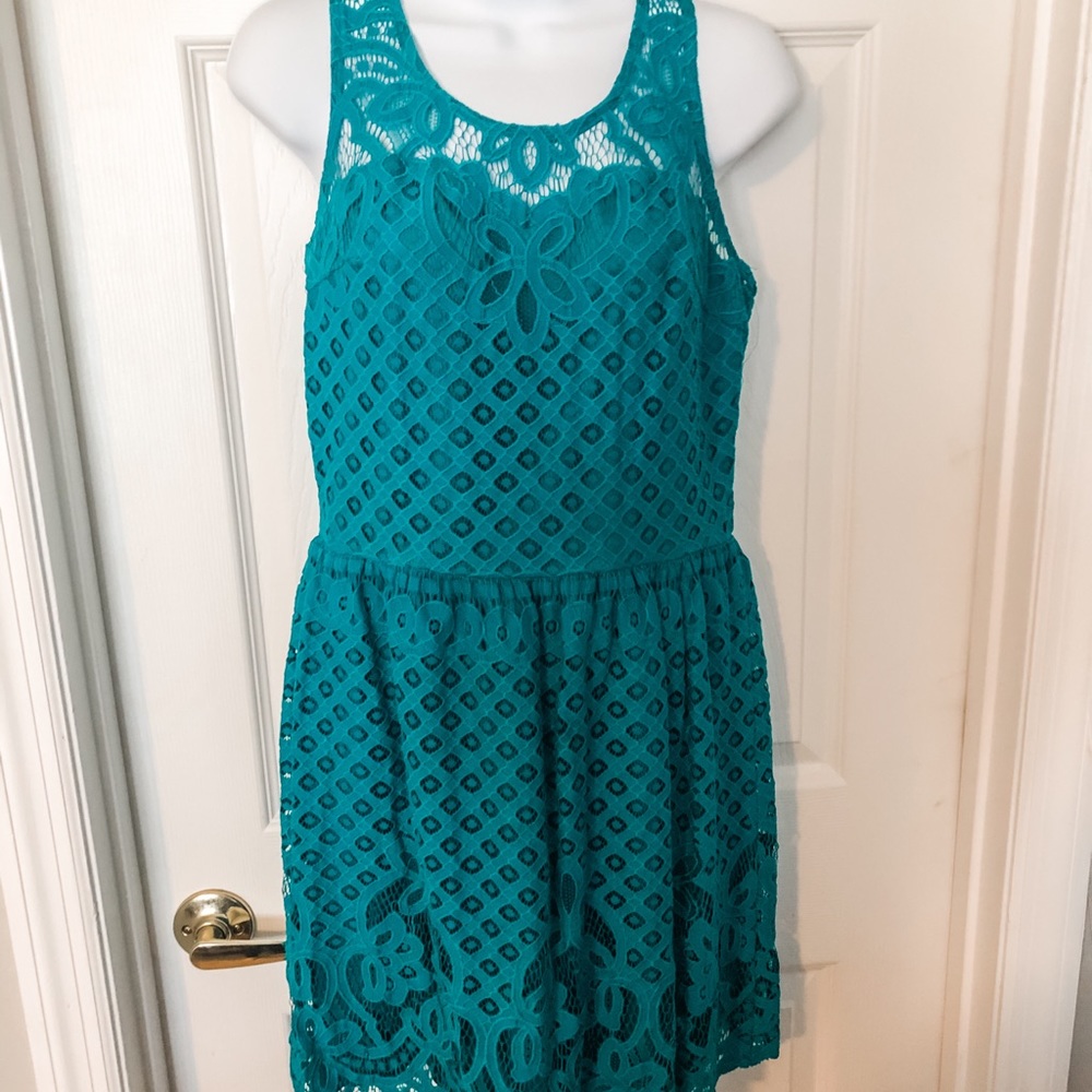 Xhilaration Emerald Green Lace Cocktail Dress- L